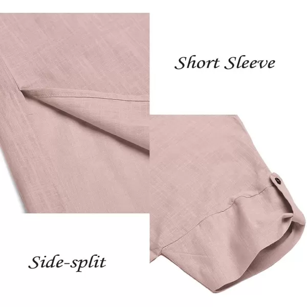 COOFANDY Men's V-Neck Linen Robe Short Sleeve Kaftan Thobe Long Gown Casual Shirt for Beach, Summer