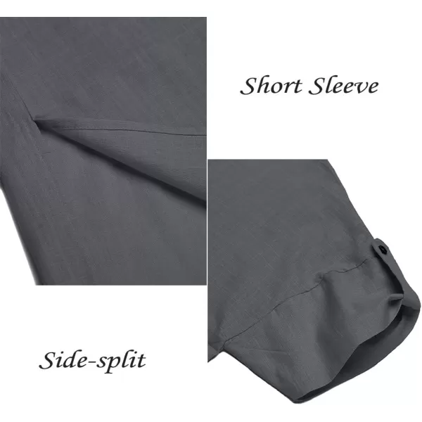 COOFANDY Men's V-Neck Linen Robe Short Sleeve Kaftan Thobe Long Gown Casual Shirt for Beach, Summer