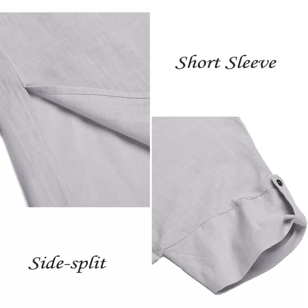 COOFANDY Men's V-Neck Linen Robe Short Sleeve Kaftan Thobe Long Gown Casual Shirt for Beach, Summer