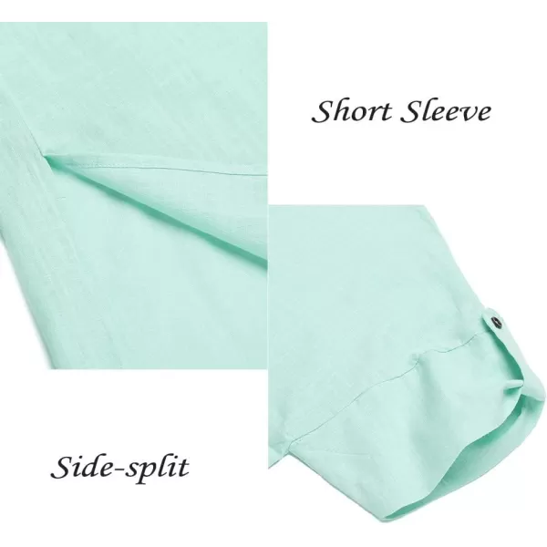 COOFANDY Men's V-Neck Linen Robe Short Sleeve Kaftan Thobe Long Gown Casual Shirt for Beach, Summer