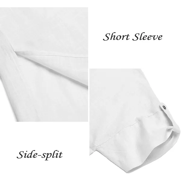 COOFANDY Men's V-Neck Linen Robe Short Sleeve Kaftan Thobe Long Gown Casual Shirt for Beach, Summer
