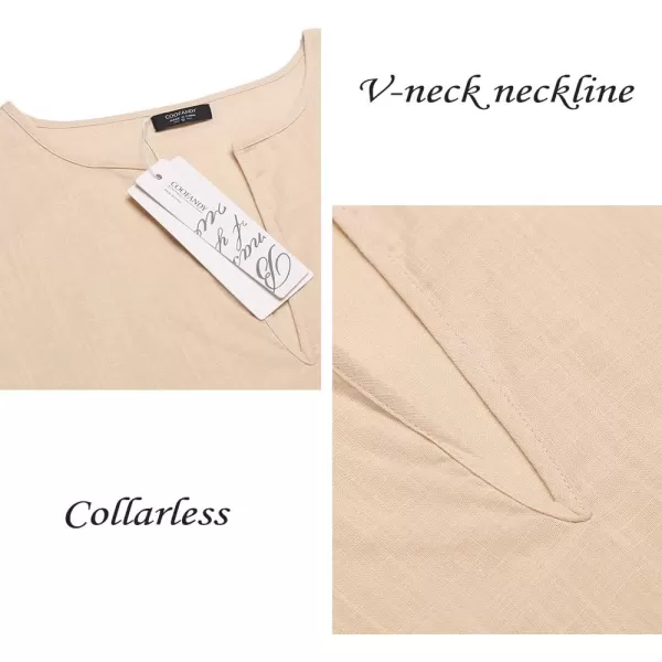 COOFANDY Men's V-Neck Linen Robe Short Sleeve Kaftan Thobe Long Gown Casual Shirt for Beach, Summer