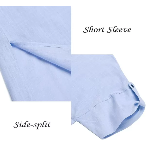 COOFANDY Men's V-Neck Linen Robe Short Sleeve Kaftan Thobe Long Gown Casual Shirt for Beach, Summer