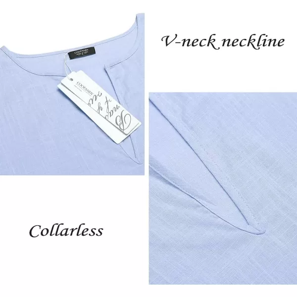 COOFANDY Men's V-Neck Linen Robe Short Sleeve Kaftan Thobe Long Gown Casual Shirt for Beach, Summer