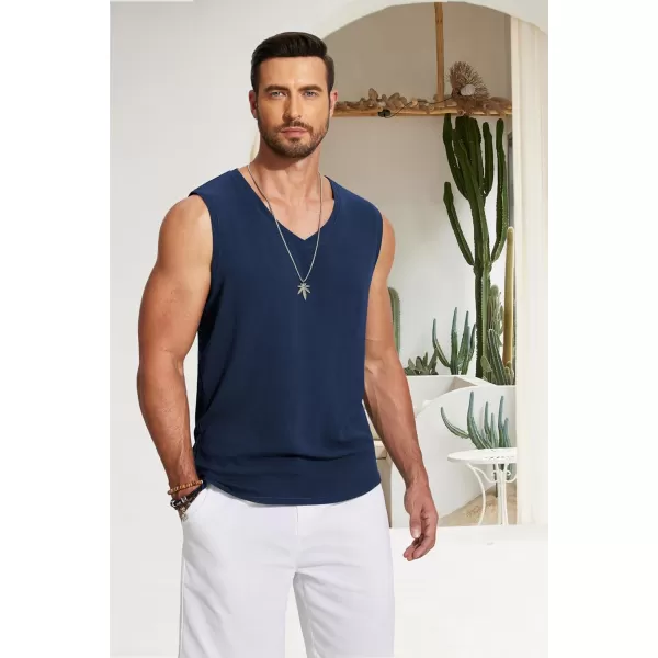 COOFANDY Men's V Neck Summer Beach Tank Top Sleeveless Casual Tank Shirts Hippie Tops