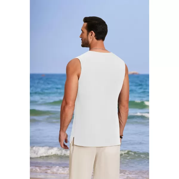 COOFANDY Men's V Neck Summer Beach Tank Top Sleeveless Casual Tank Shirts Hippie Tops
