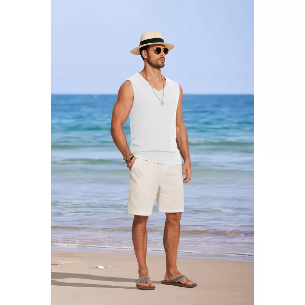COOFANDY Men's V Neck Summer Beach Tank Top Sleeveless Casual Tank Shirts Hippie Tops
