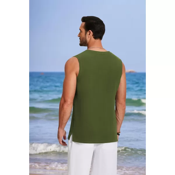 COOFANDY Men's V Neck Summer Beach Tank Top Sleeveless Casual Tank Shirts Hippie Tops