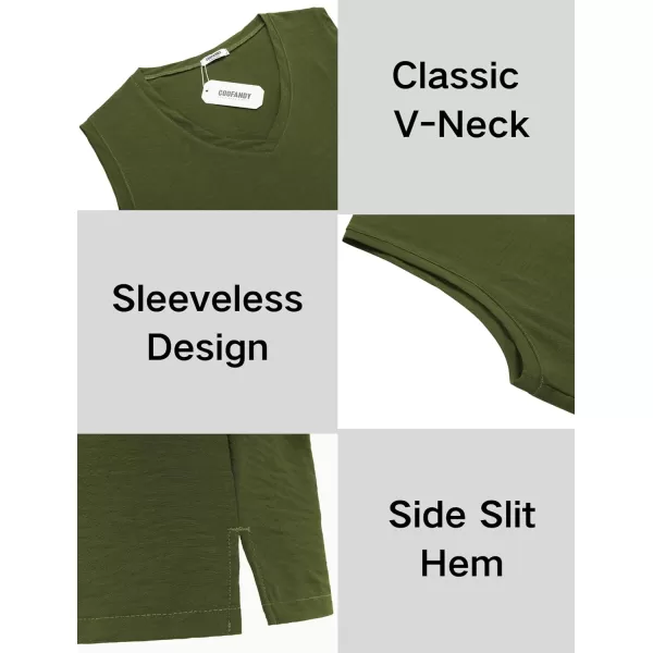 COOFANDY Men's V Neck Summer Beach Tank Top Sleeveless Casual Tank Shirts Hippie Tops