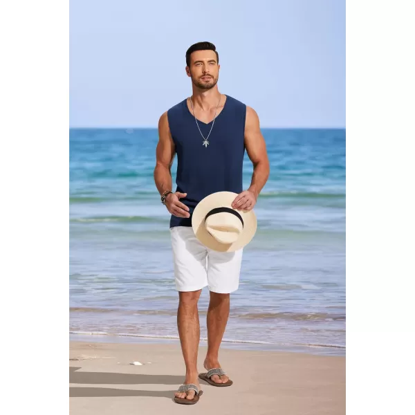 COOFANDY Men's V Neck Summer Beach Tank Top Sleeveless Casual Tank Shirts Hippie Tops