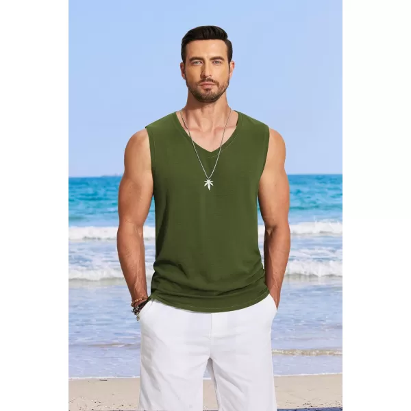 COOFANDY Men's V Neck Summer Beach Tank Top Sleeveless Casual Tank Shirts Hippie Tops