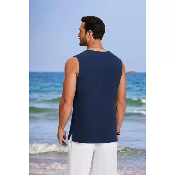 COOFANDY Men's V Neck Summer Beach Tank Top Sleeveless Casual Tank Shirts Hippie Tops