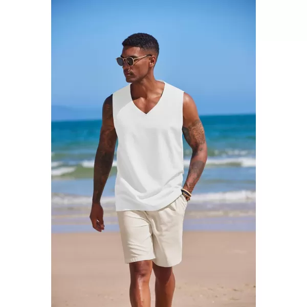 COOFANDY Men's V Neck Summer Beach Tank Top Sleeveless Casual Tank Shirts Hippie Tops