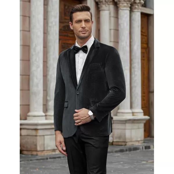 COOFANDY Men's Velvet Blazer Notched Lapel Velour Suit Jacket One Button Tuxedo Jackets for Wedding Prom Party Dinner
