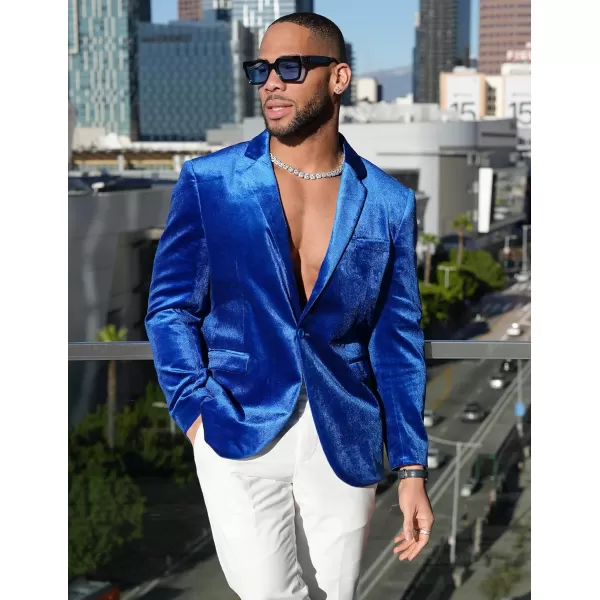 COOFANDY Men's Velvet Blazer Notched Lapel Velour Suit Jacket One Button Tuxedo Jackets for Wedding Prom Party Dinner