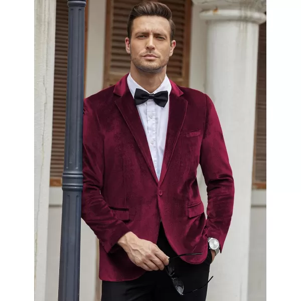 COOFANDY Men's Velvet Blazer Notched Lapel Velour Suit Jacket One Button Tuxedo Jackets for Wedding Prom Party Dinner