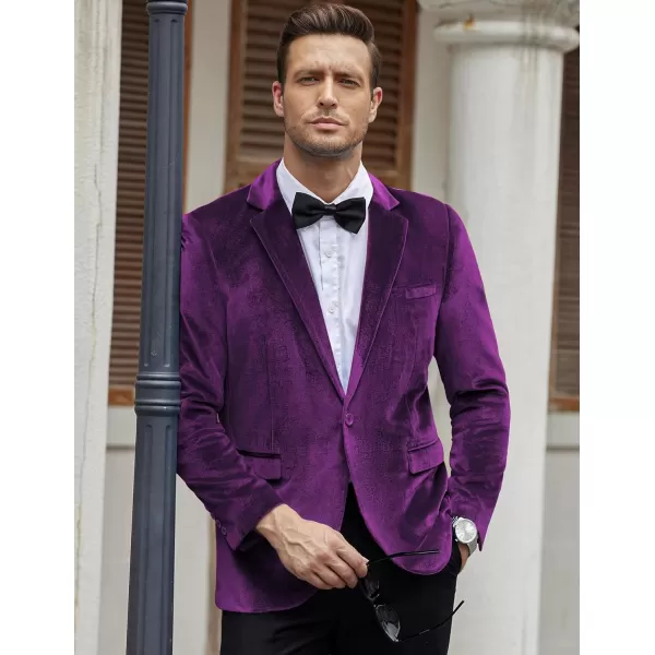 COOFANDY Men's Velvet Blazer Notched Lapel Velour Suit Jacket One Button Tuxedo Jackets for Wedding Prom Party Dinner