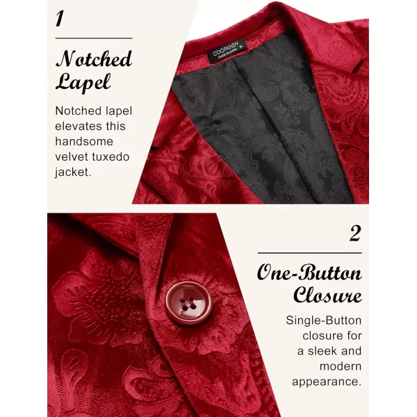 COOFANDY Men's Velvet Blazer Notched Lapel Velour Suit Jacket One Button Tuxedo Jackets for Wedding Prom Party Dinner