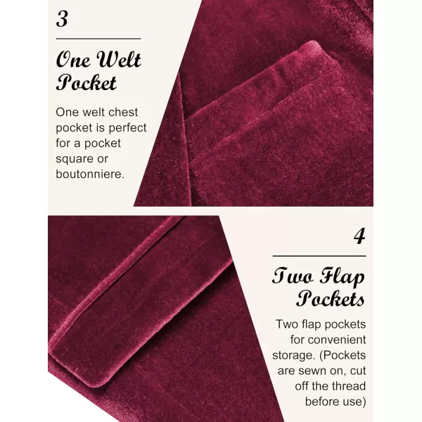COOFANDY Men's Velvet Blazer Notched Lapel Velour Suit Jacket One Button Tuxedo Jackets for Wedding Prom Party Dinner