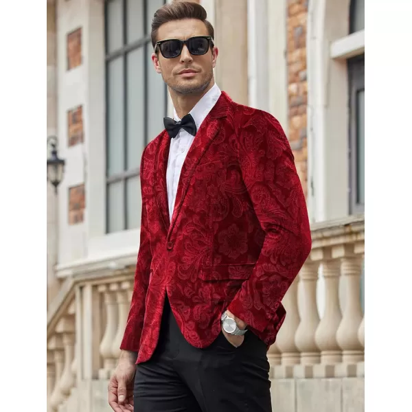 COOFANDY Men's Velvet Blazer Notched Lapel Velour Suit Jacket One Button Tuxedo Jackets for Wedding Prom Party Dinner