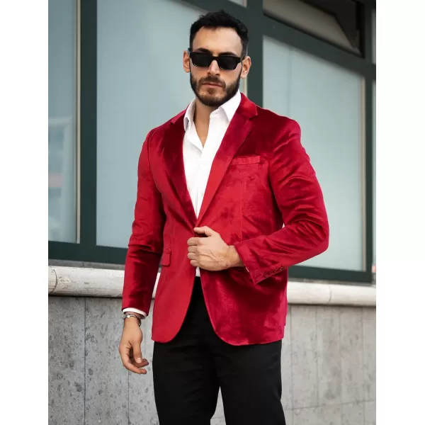 COOFANDY Men's Velvet Blazer Notched Lapel Velour Suit Jacket One Button Tuxedo Jackets for Wedding Prom Party Dinner