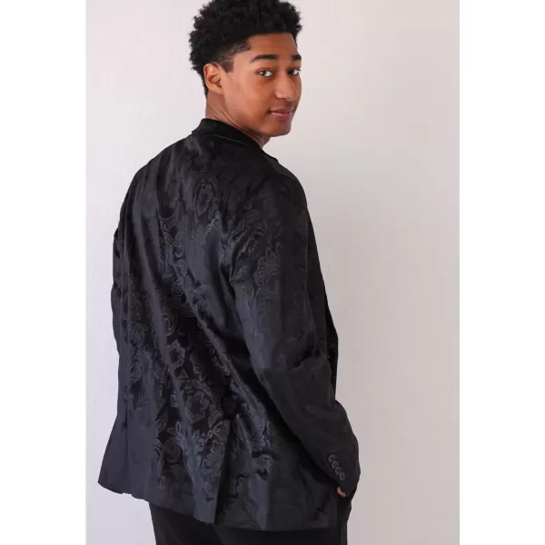 COOFANDY Men's Velvet Blazer Notched Lapel Velour Suit Jacket One Button Tuxedo Jackets for Wedding Prom Party Dinner