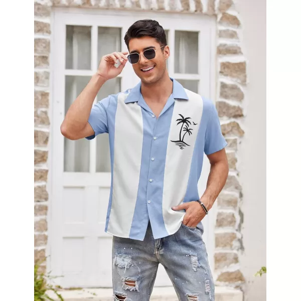 COOFANDY Men's Vintage Bowling Shirt Short Sleeve Button Down Summer Cuba Beach Shirts