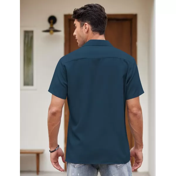 COOFANDY Men's Vintage Bowling Shirt Short Sleeve Button Down Summer Cuba Beach Shirts