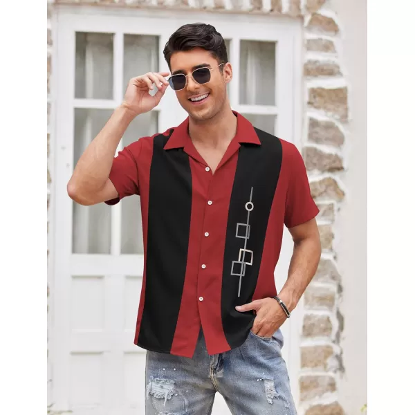 COOFANDY Men's Vintage Bowling Shirt Short Sleeve Button Down Summer Cuba Beach Shirts