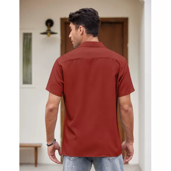 COOFANDY Men's Vintage Bowling Shirt Short Sleeve Button Down Summer Cuba Beach Shirts