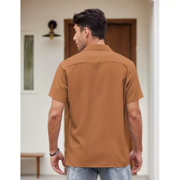 COOFANDY Men's Vintage Bowling Shirt Short Sleeve Button Down Summer Cuba Beach Shirts