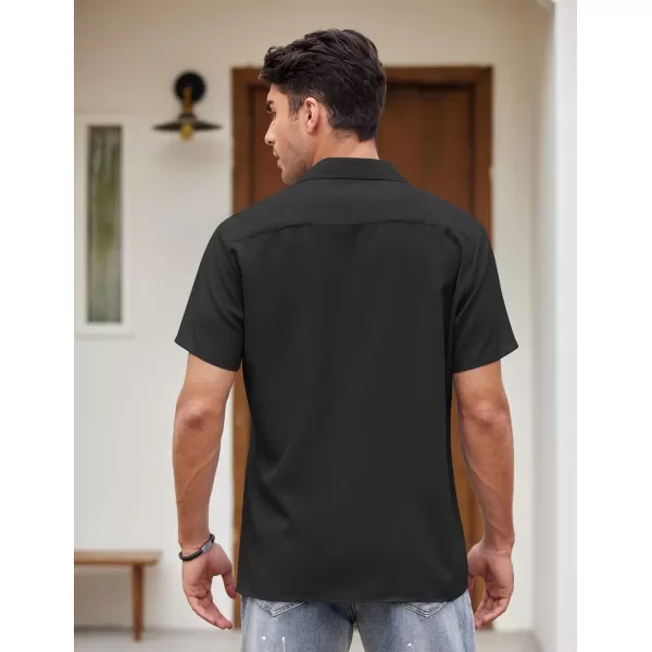 COOFANDY Men's Vintage Bowling Shirt Short Sleeve Button Down Summer Cuba Beach Shirts