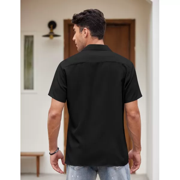 COOFANDY Men's Vintage Bowling Shirt Short Sleeve Button Down Summer Cuba Beach Shirts