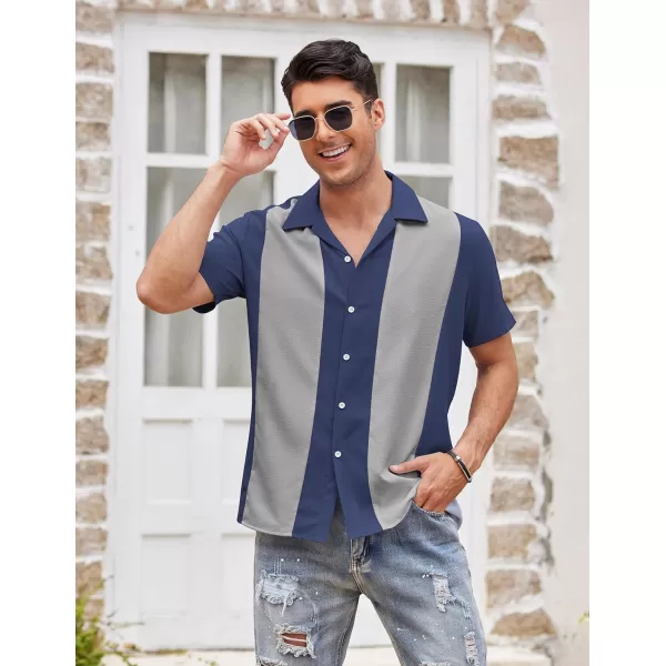 COOFANDY Men's Vintage Bowling Shirt Short Sleeve Button Down Summer Cuba Beach Shirts