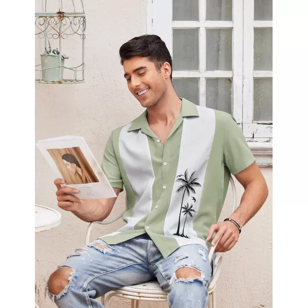 COOFANDY Men's Vintage Bowling Shirt Short Sleeve Button Down Summer Cuba Beach Shirts