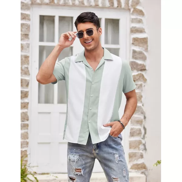 COOFANDY Men's Vintage Bowling Shirt Short Sleeve Button Down Summer Cuba Beach Shirts