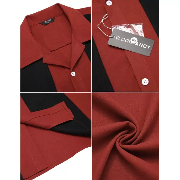 COOFANDY Men's Vintage Bowling Shirt Short Sleeve Button Down Summer Cuba Beach Shirts