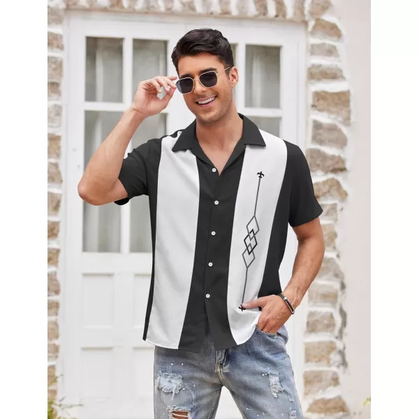 COOFANDY Men's Vintage Bowling Shirt Short Sleeve Button Down Summer Cuba Beach Shirts