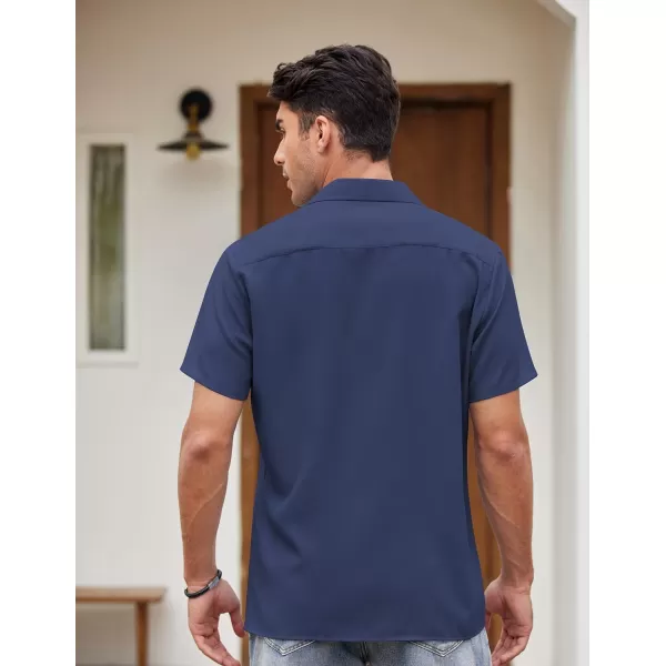 COOFANDY Men's Vintage Bowling Shirt Short Sleeve Button Down Summer Cuba Beach Shirts