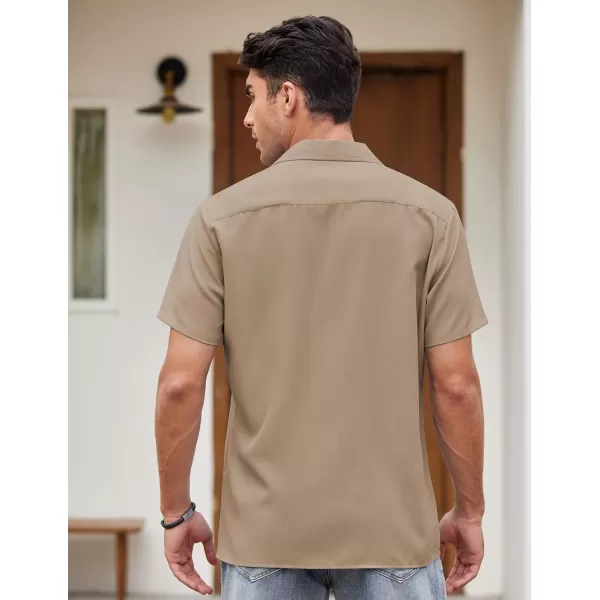 COOFANDY Men's Vintage Bowling Shirt Short Sleeve Button Down Summer Cuba Beach Shirts