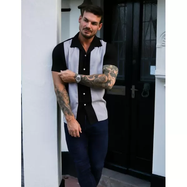 COOFANDY Men's Vintage Bowling Shirt Short Sleeve Button Down Summer Cuba Beach Shirts