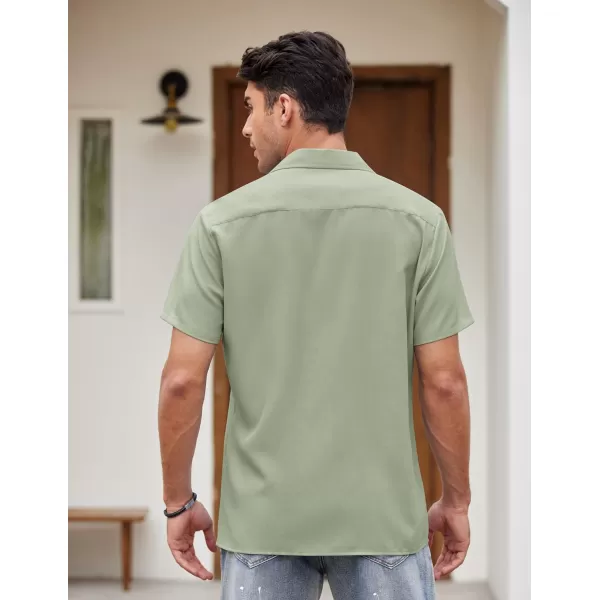 COOFANDY Men's Vintage Bowling Shirt Short Sleeve Button Down Summer Cuba Beach Shirts