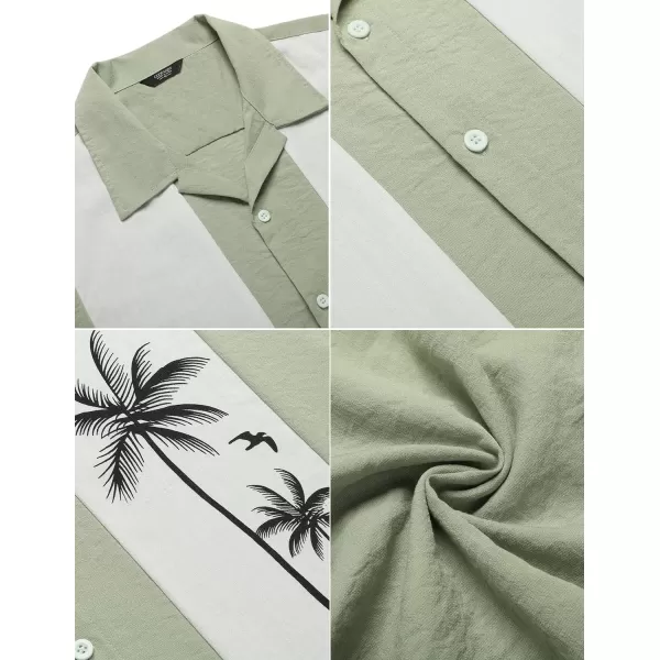 COOFANDY Men's Vintage Bowling Shirt Short Sleeve Button Down Summer Cuba Beach Shirts