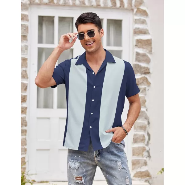 COOFANDY Men's Vintage Bowling Shirt Short Sleeve Button Down Summer Cuba Beach Shirts