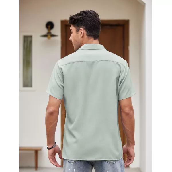 COOFANDY Men's Vintage Bowling Shirt Short Sleeve Button Down Summer Cuba Beach Shirts