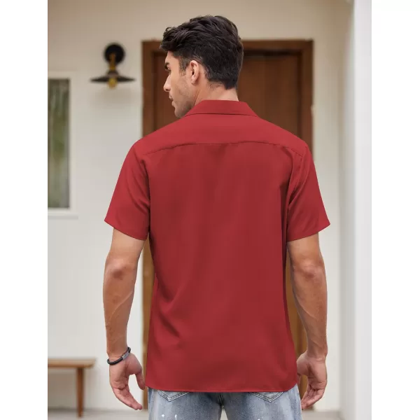 COOFANDY Men's Vintage Bowling Shirt Short Sleeve Button Down Summer Cuba Beach Shirts