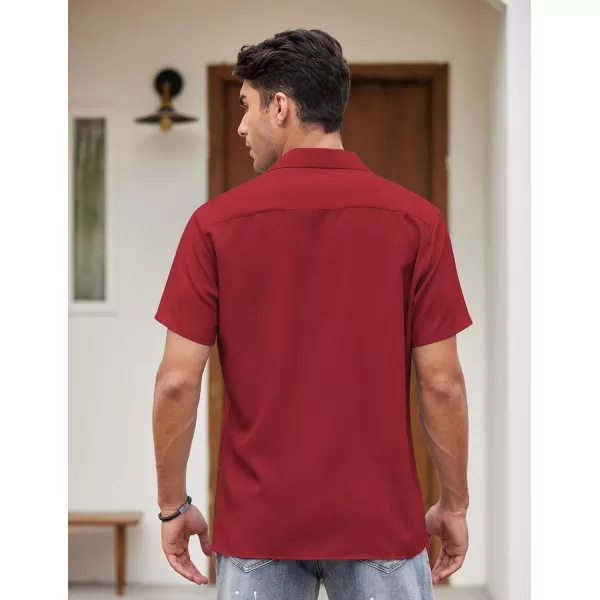 COOFANDY Men's Vintage Bowling Shirt Short Sleeve Button Down Summer Cuba Beach Shirts