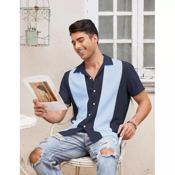 COOFANDY Men's Vintage Bowling Shirt Short Sleeve Button Down Summer Cuba Beach Shirts