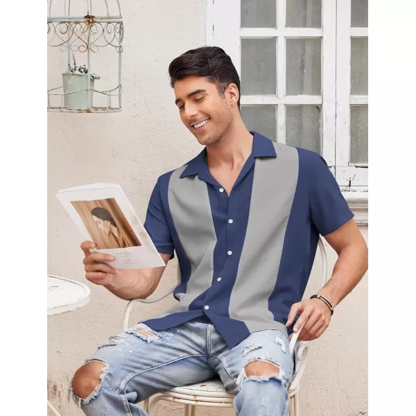 COOFANDY Men's Vintage Bowling Shirt Short Sleeve Button Down Summer Cuba Beach Shirts
