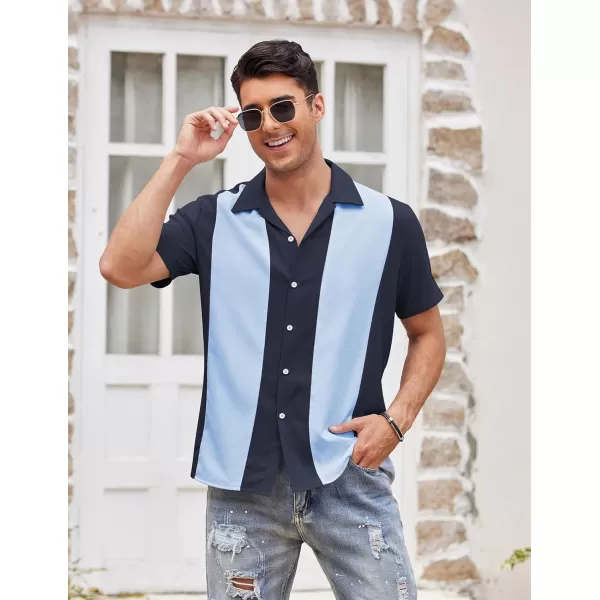 COOFANDY Men's Vintage Bowling Shirt Short Sleeve Button Down Summer Cuba Beach Shirts